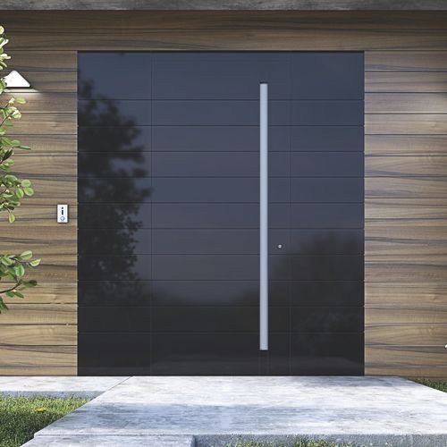 Porte d'entrée - CRYSTALLIZE - TEHNI SA - en aluminium / battante / semi-vitrée