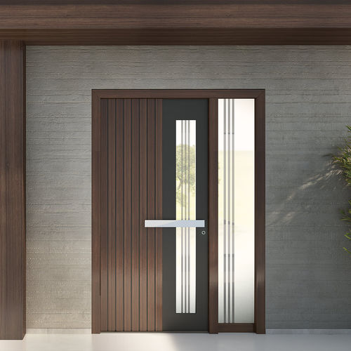 Porte d'entrée - SUPERIOR PLATINUM - TEHNI SA - en aluminium / battante / semi-vitrée