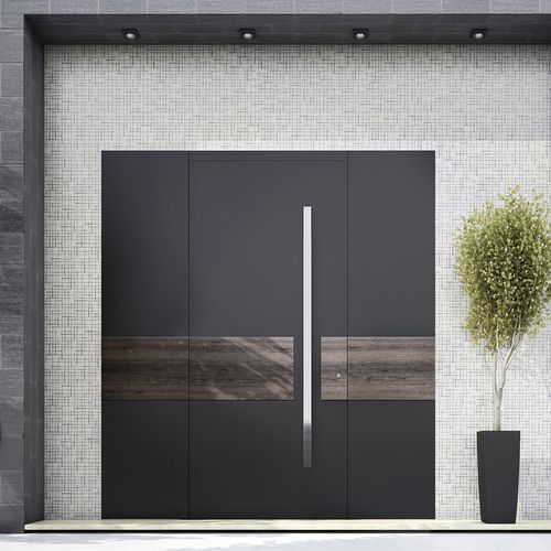Porte d'entrée - TLS 90 - TEHNI SA - en aluminium / battante / semi-vitrée
