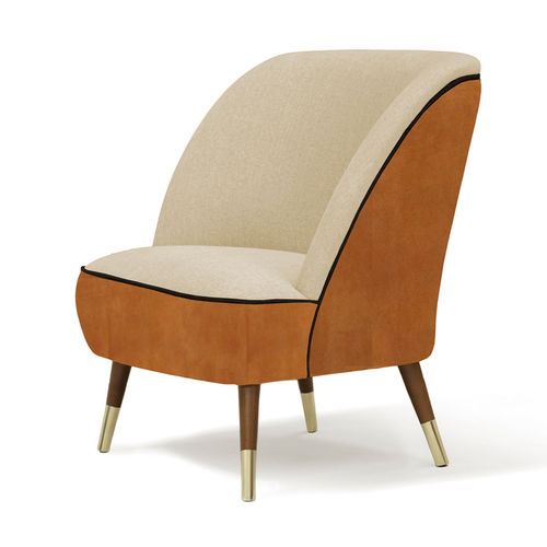 Fauteuil contemporain - OSLO - Moanne - en lin / en cuir / en bois massif