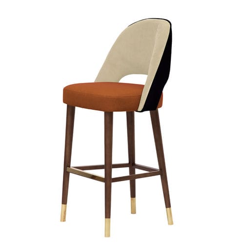 Chaise de bar contemporaine - LA HABANA - Moanne - d'intérieur / en velours / avec piètement en hêtre