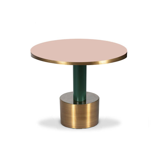 Table d'appoint contemporaine - RIO - Moanne - en bois laqué / avec piètement en laiton / ronde