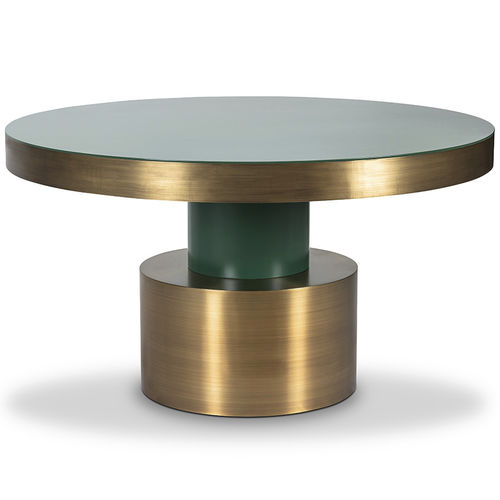 Table à manger contemporaine - RIO - Moanne - en bois laqué / avec piètement en laiton / ronde
