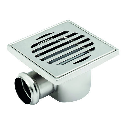 Siphon de sol en acier inox - 21012 - Genebre - pour salle de bain / avec grille / vertical