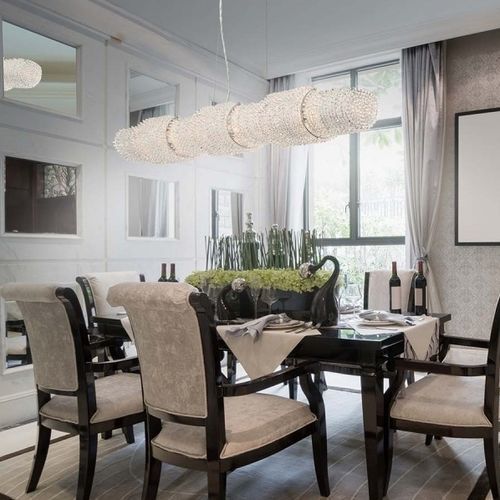 Lustre contemporain - MV2024 SPOSA LINEAR - Alan Mizrahi Lighting - en cristal / en métal / 8 ampoules