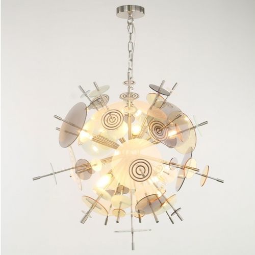 Lustre moderne - JR2013 CONFETTI - Alan Mizrahi Lighting - en verre / en acier inoxydable / à LED