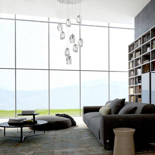 Lustre contemporain - AM1142 DIFFI - Alan Mizrahi Lighting - en verre / en métal / halogène