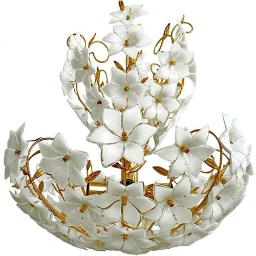 Lustre contemporain - IQ2063 MONUMENTAL FLOWER - Alan Mizrahi Lighting - en verre de Murano / en laiton / 5 ampoules
