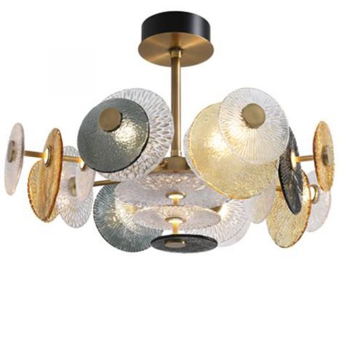 Lustre contemporain - IQ8135 CASABLANCA DISK - Alan Mizrahi Lighting - en verre soufflé / en métal / 2 niveaux