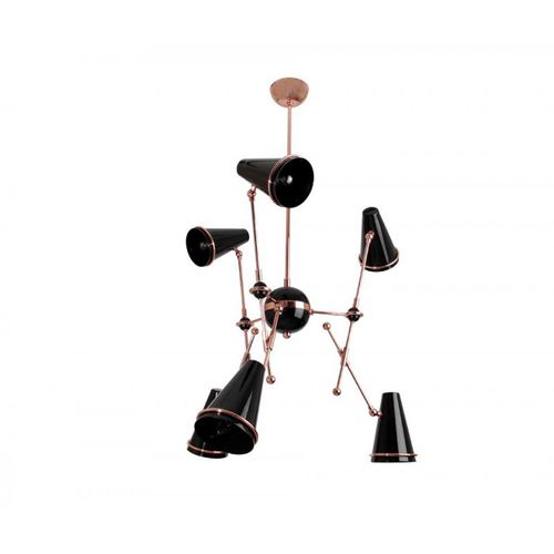 Lustre vintage - IQ8070 TOPHANE SUSPENSION - Alan Mizrahi Lighting - en métal / 6 ampoules / professionnel