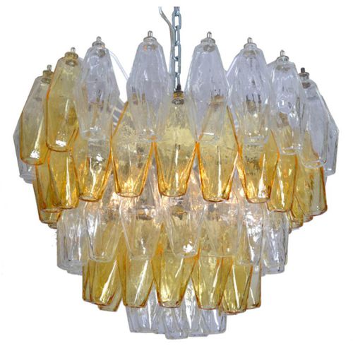 Lustre de style vénitien - QZ6620 VENINI POLYHEDRAL - Alan Mizrahi Lighting - en acier inoxydable / en verre / cascade
