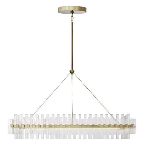 Lustre Art Déco - AM1514 PHOEBE LINEAR - Alan Mizrahi Lighting - en verre / en laiton poli / rectangulaire