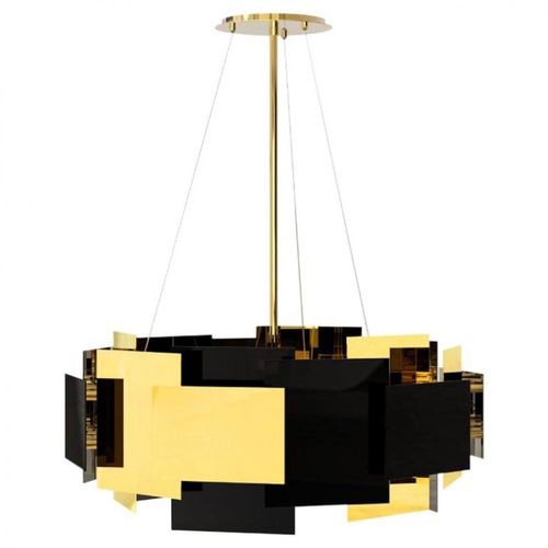 Lustre Art Déco - IQ2050 21ST CENTURY FOTAN - Alan Mizrahi Lighting - en laiton / 4 ampoules / 1 niveau