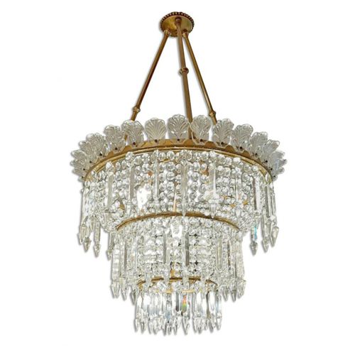 Lustre classique - IQ2203 CRINOLINE - Alan Mizrahi Lighting - en métal / en cristal / 12 ampoules
