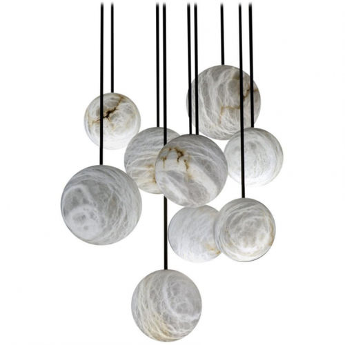 Lustre contemporain - IQ2096 HARMONY - Alan Mizrahi Lighting - en acier peint / en albâtre / à boules