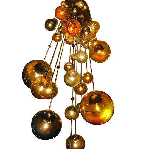 Lustre contemporain - KA1808 CIRQUE - Alan Mizrahi Lighting - en verre soufflé / en bronze / professionnel