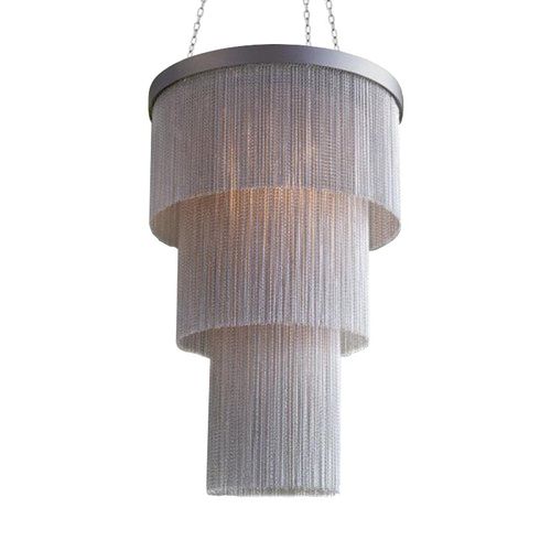 Lustre contemporain - CHAIN7080 ROUND CHAIN - Alan Mizrahi Lighting - en métal / 3 ampoules / cascade
