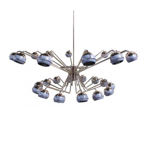 Lustre Art Déco - IQ8056 BLACK WIDOW - Alan Mizrahi Lighting - en verre laqué / en laiton nickelé / 2 niveaux
