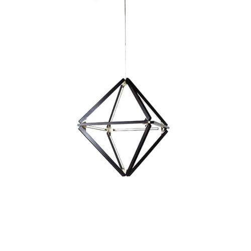 Lustre contemporain - KA1816 DIAMOND - Alan Mizrahi Lighting - en laiton / en bois / géométrique