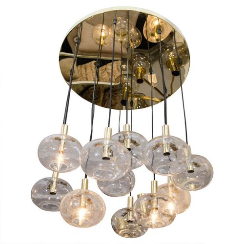 Lustre contemporain - KA1872 SUSPENDED GLOBES - Alan Mizrahi Lighting - en verre / en laiton / à boules