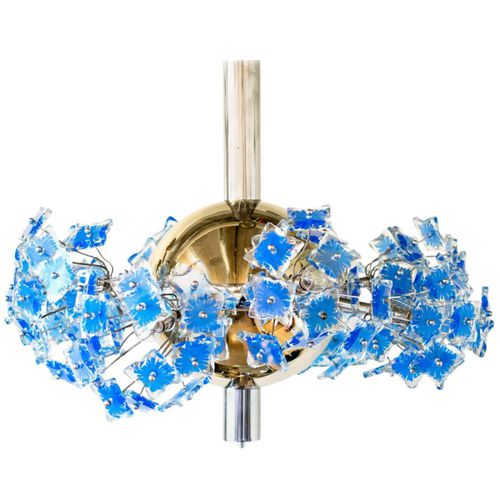 Lustre contemporain - KA1838 FONTANA ARTE - Alan Mizrahi Lighting - en verre / en laiton / 8 ampoules