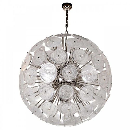 Lustre contemporain - QZ2704 VISTOSI DISC STYLE  - Alan Mizrahi Lighting - en nickel / en verre / 10 ampoules