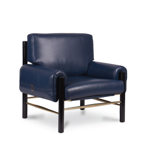 Fauteuil de style - DEAN - Essential Home - en cuir / en tissu / en laiton poli