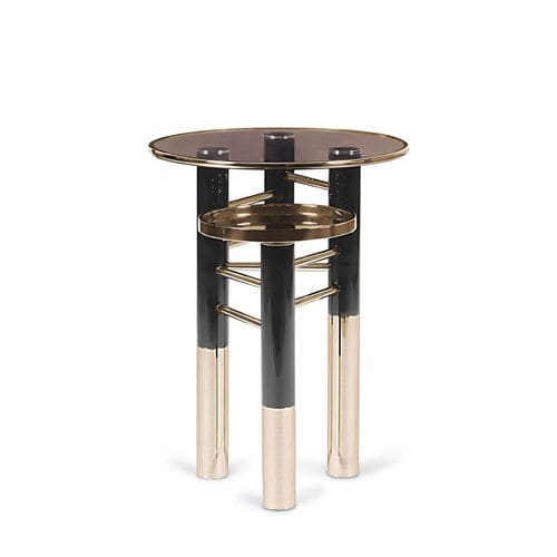 Table d'appoint contemporaine - KONSTANTIN - Essential Home - en métal / en verre fumé / avec piètement en laiton