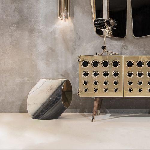 Table d'appoint moderne - JACOBSEN - Essential Home - en laiton poli / en laiton brossé / en marbre