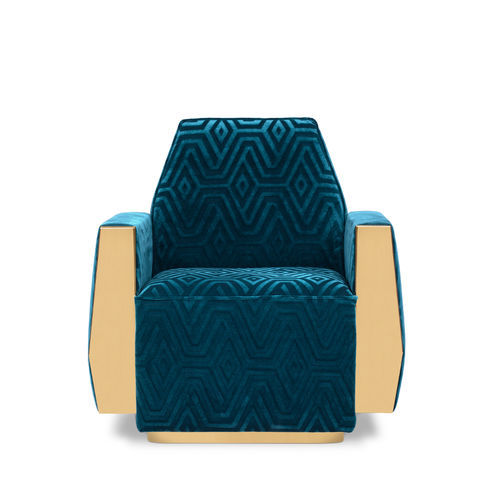 Fauteuil club contemporain - DORIS - Essential Home - en velours / en métal / gris
