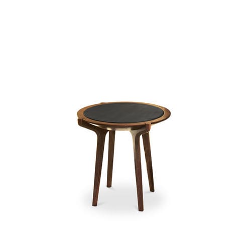 Table d'appoint moderne - BRANDO - Essential Home - en cuir / en noyer / en tissu