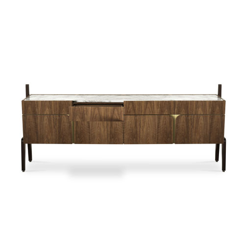 Buffet design scandinave - VITTORIO  - Essential Home - en bois laqué / en noyer / en laiton brossé