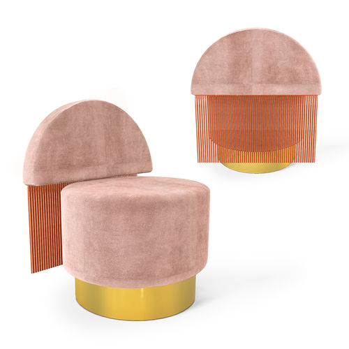 Chaise de salle à manger contemporaine - FLON - Essential Home - d'intérieur / en tissu / avec piètement en laiton poli