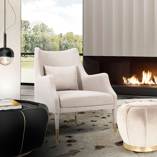 Fauteuil moderne - CARVER - Essential Home - en cuir / en tissu / en métal