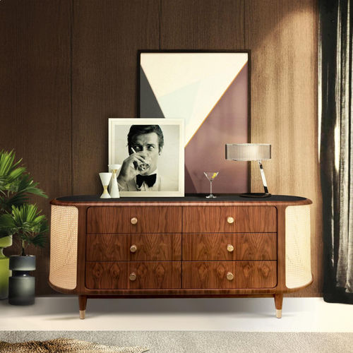 Buffet moderne - FRANCO - Essential Home - en noyer / en bois massif / en rotin