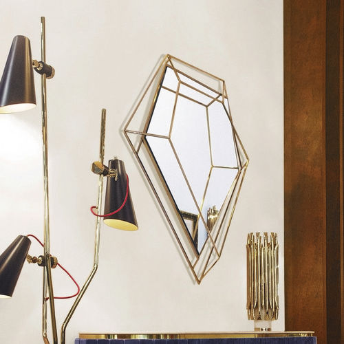 Miroir de salle de bain mural - DIAMOND SMALL - Essential Home - design original / en laiton / en laiton poli