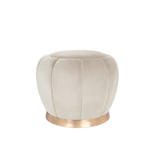 Pouf contemporain - FLORENCE - Essential Home - en velours / en laiton poli / rond