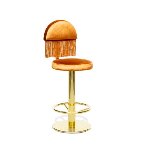 Chaise de bar contemporaine - ZSA ZSA - Essential Home - d'intérieur / en tissu / avec piètement en laiton poli