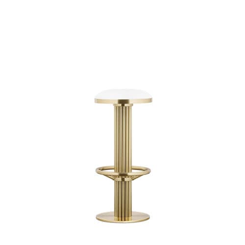 Tabouret de bar contemporain - KELLY - Essential Home - en cuir / en tissu / avec piètement en laiton poli