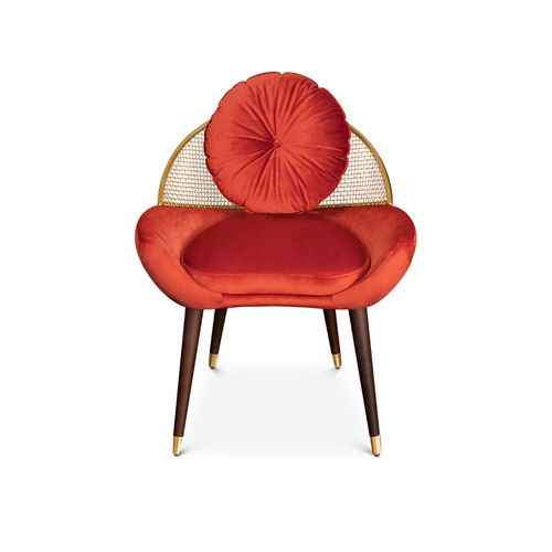 Chaise de salle à manger moderne - GARBO  - Essential Home - d'intérieur / en velours / en bois
