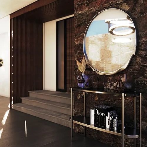 Console contemporaine - CRAIG - Essential Home - en marbre / avec piètement en laiton poli / ovale
