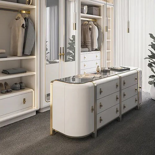 Buffet contemporain - KAHN - Essential Home - en chêne / en noyer / en laiton