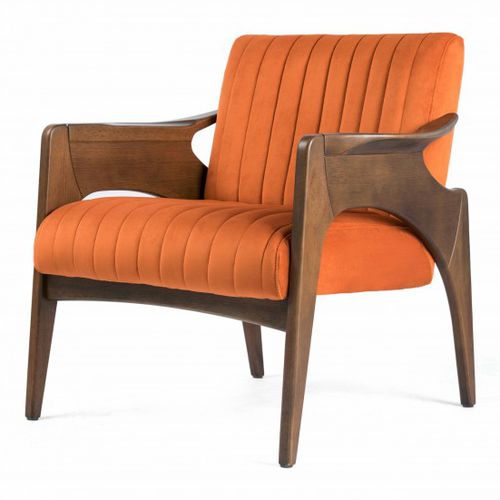 Fauteuil contemporain - WING - Moora - en tissu / en bois / orange