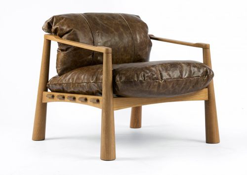 Fauteuil contemporain - RIOS - Moora - en cuir / en tissu / en bois