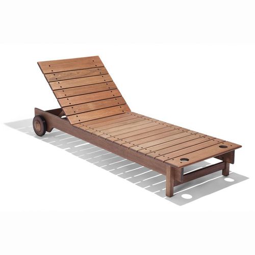 Bain de soleil contemporain - TAJÁ - Butzke - en bois / dossier ajustable / à roulettes