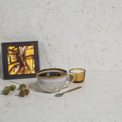 Plaque de pierre naturelle en quartz - Sineda - Efesus Stone - pour agencement intérieur / blanche