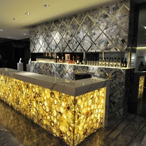 Comptoir de bar - Efesus Stone - en chêne / en bois massif / en L