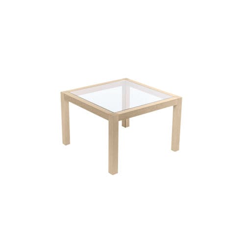 Table basse contemporaine - OPAL - BALATON BUTOR - en verre / avec piètement en hêtre / carrée