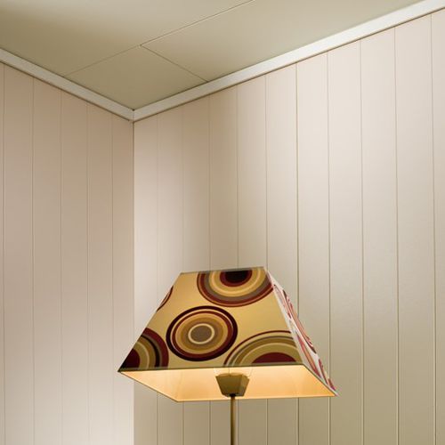 Faux-plafond en bois - ANTIKK WHITE / ANTIKK BRILLIANT WHITE - Huntonit - en panneaux / avec ossature cachée