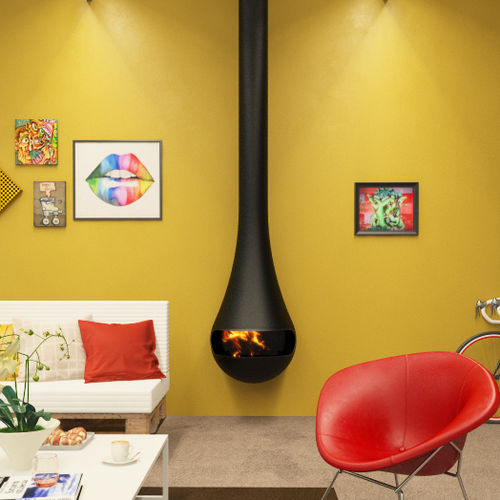 Cheminée à bois - PERLA - CL Design - murale / suspendue / centrale